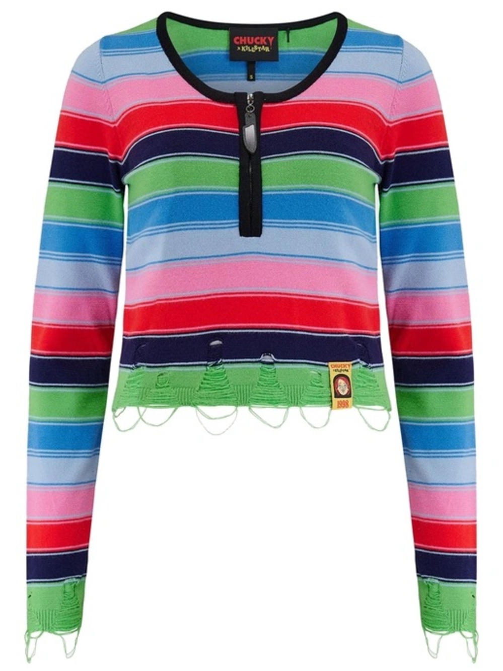 KILLSTAR x CHUCKY Good Guys Finish Last Striped Knit Top NWT L